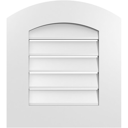 Ekena Millwork Arch Top Surface Mount PVC Gable Vent: Non-Functional, w/ 3-1/2"W x 1"P Standard Frame, 18"W x 18"H GVPAR18X1801SN